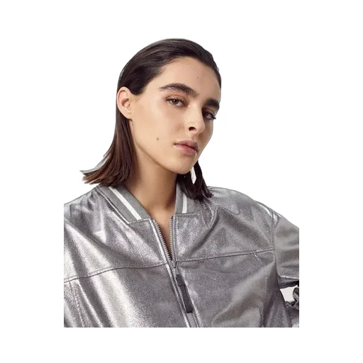 Metallic Zipped Bomber Jacket
