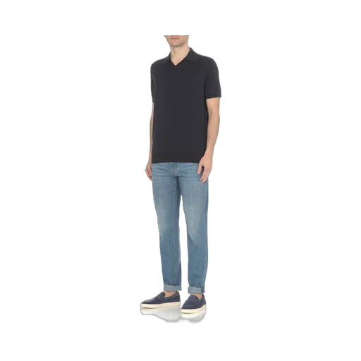 Short-Sleeved Fine-Knitted Polo Shirt
