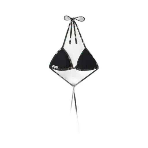Check Printed Halterneck Bikini Top