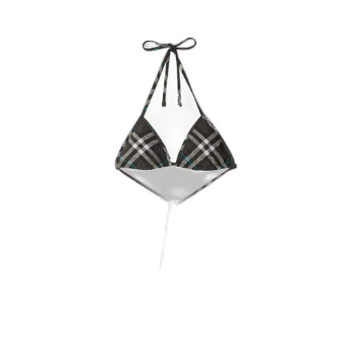 Check Printed Halterneck Bikini Top