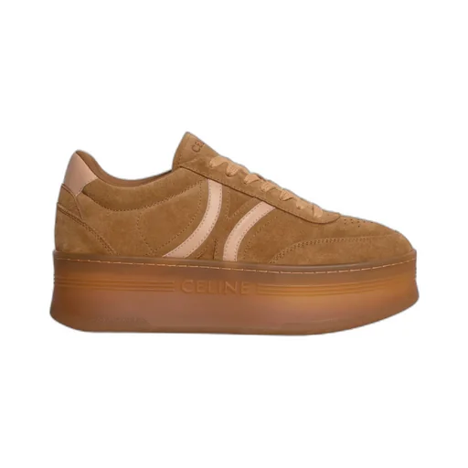 Block Sneakers With Back Triomphe And Wedge Outsole In Suede Calfskin And Calfskin