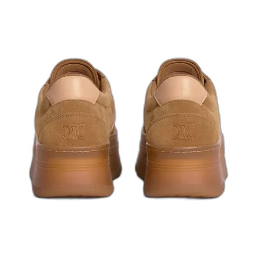 Block Sneakers With Back Triomphe And Wedge Outsole In Suede Calfskin And Calfskin