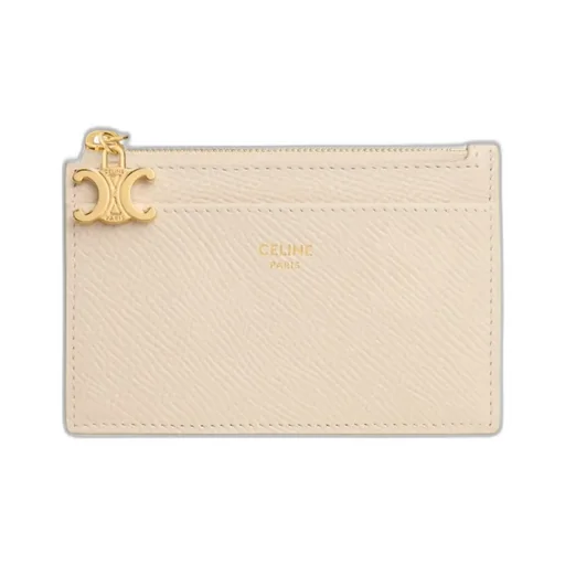 Zipped Card Holder Triomphe Charms In Grained Calfskin