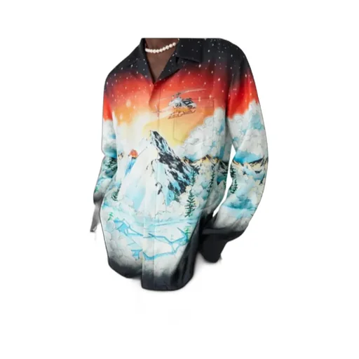 Ski Lake Long Sleeve Silk Twill Shirt