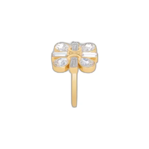 Daisy Ring In Strass And Brass With Gold Finish