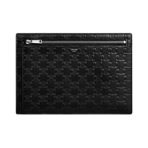 Pouch With Strap In Calfskin With Triomphe Embossed
