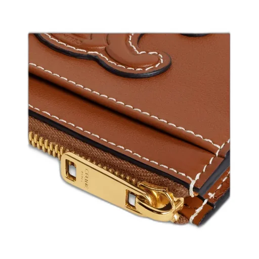 Zipped Card Holder Cuir Triomphe In Smooth Lambskin