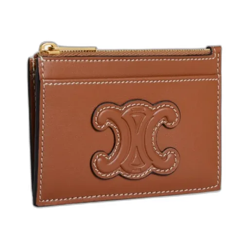 Zipped Card Holder Cuir Triomphe In Smooth Lambskin