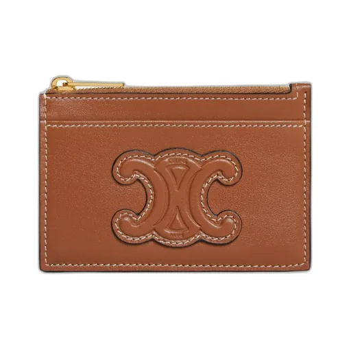 Zipped Card Holder Cuir Triomphe In Smooth Lambskin