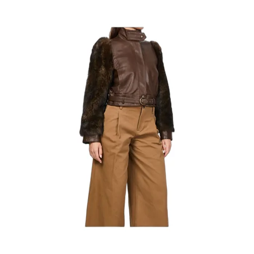 High Collar Long Sleeve Leather Jacket