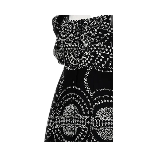 Puff-Sleeve Embroidered Dress