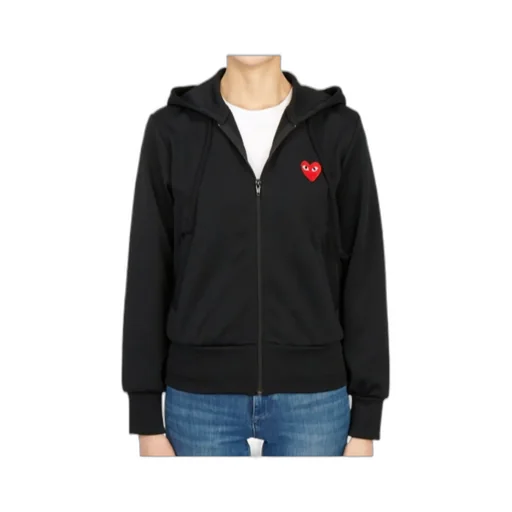 Heart-Patch Zip-Up Hoodie
