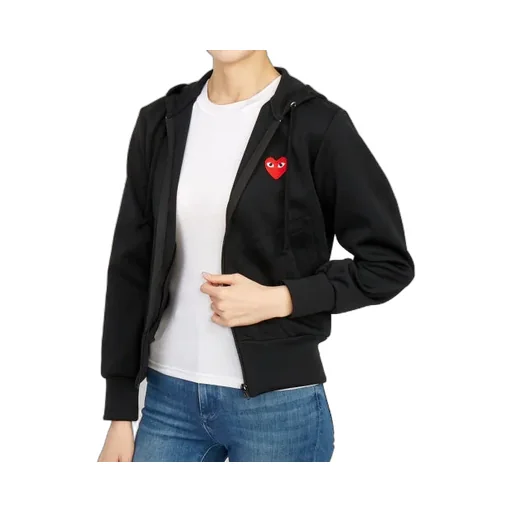 Heart-Patch Zip-Up Hoodie