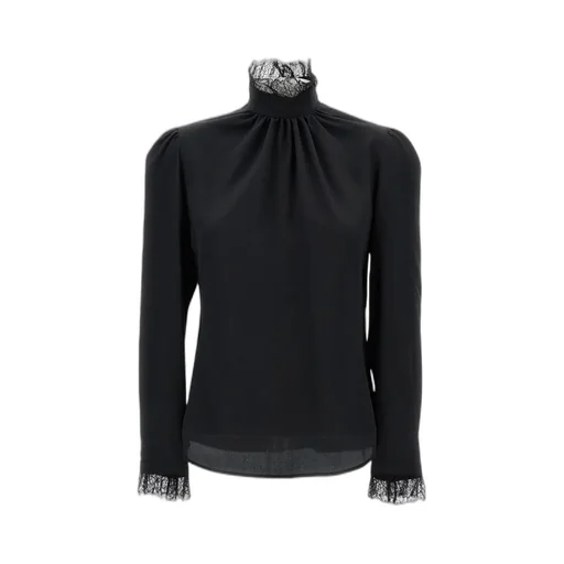 Lace-Trim High-Neck Top
