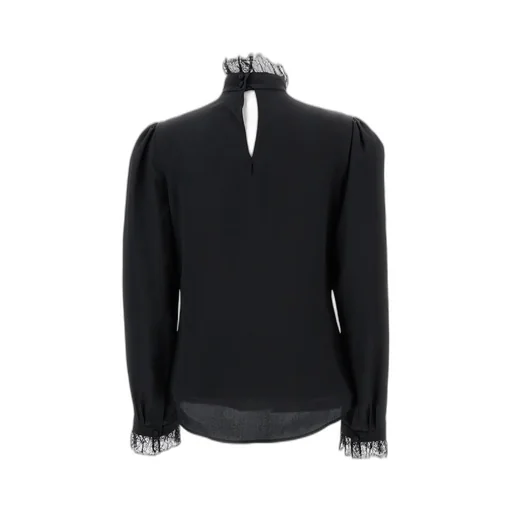 Lace-Trim High-Neck Top