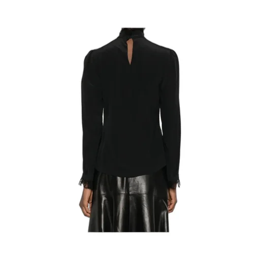 Lace-Trim High-Neck Top