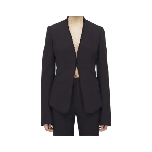 Frayed-Edge Fitted Blazer