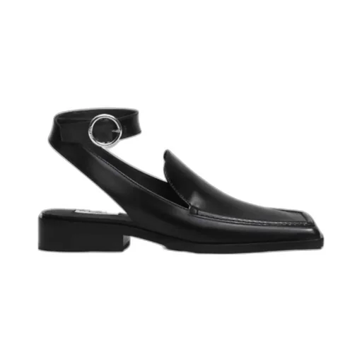 Ankle-Strap Square-Toe Loafers