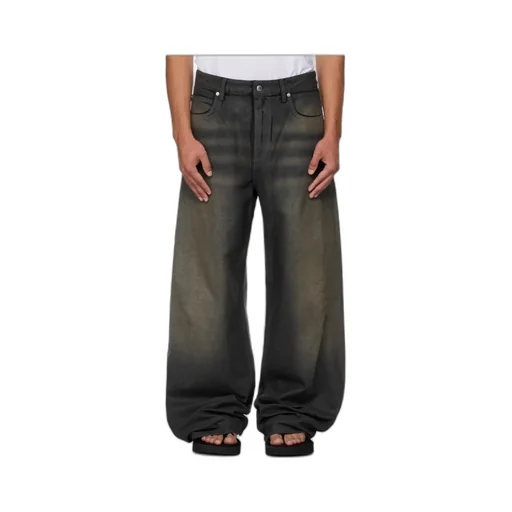 Leather-Textured Loose-Fitting Jeans