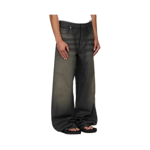 Leather-Textured Loose-Fitting Jeans