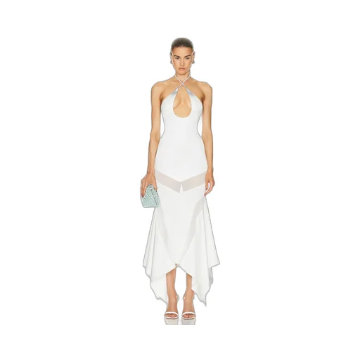 Saskia Halterneck Asymmetric Maxi Dress