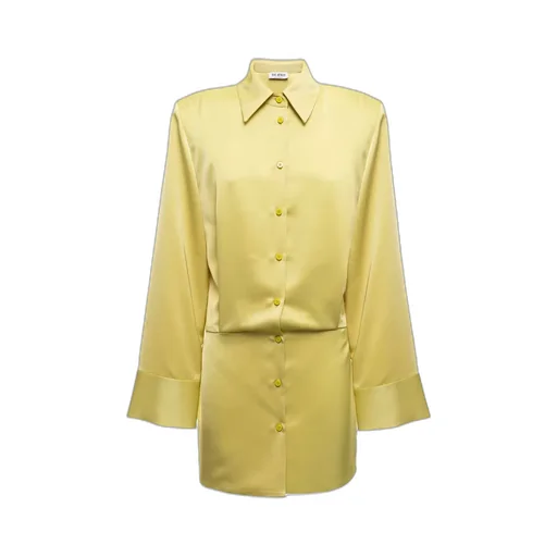 Satin Single-Breasted Mini Shirt Dress