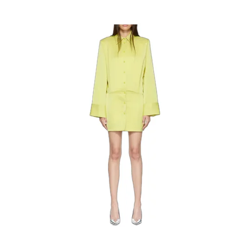 Satin Single-Breasted Mini Shirt Dress