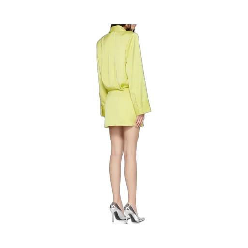 Satin Single-Breasted Mini Shirt Dress