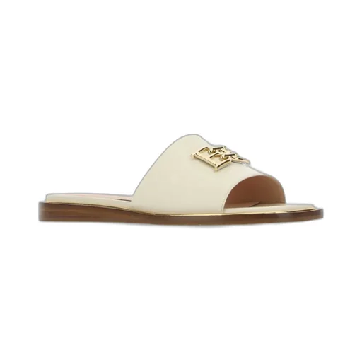 Logo-Plaque Leather Slippers