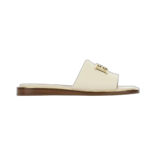 Logo-Plaque Leather Slippers