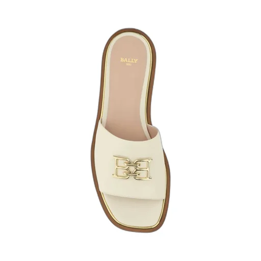 Logo-Plaque Leather Slippers