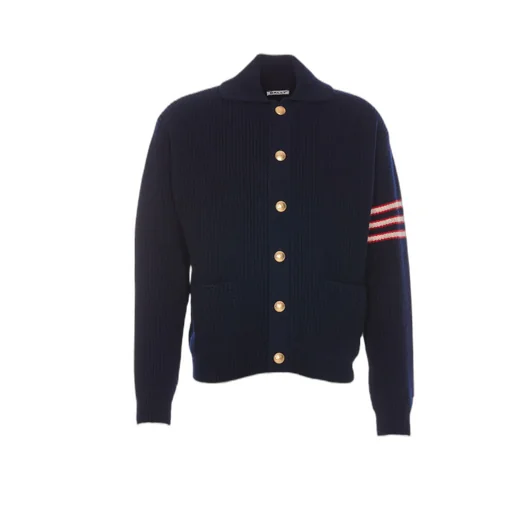 Logo Patch Striped Knitted Jacket