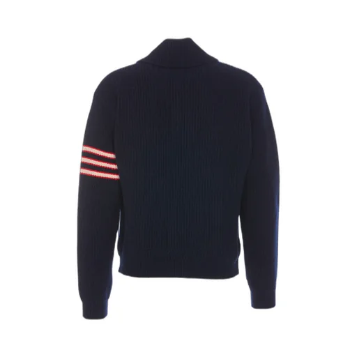 Logo Patch Striped Knitted Jacket