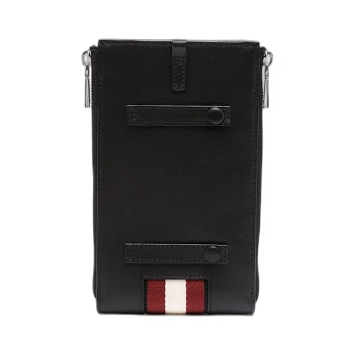 Logo-Stripe Leather Phone Case