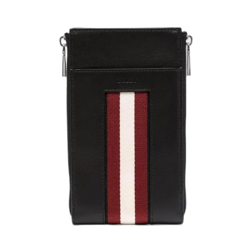 Logo-Stripe Leather Phone Case