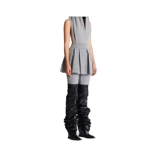 Short Pleated Knit Skirt