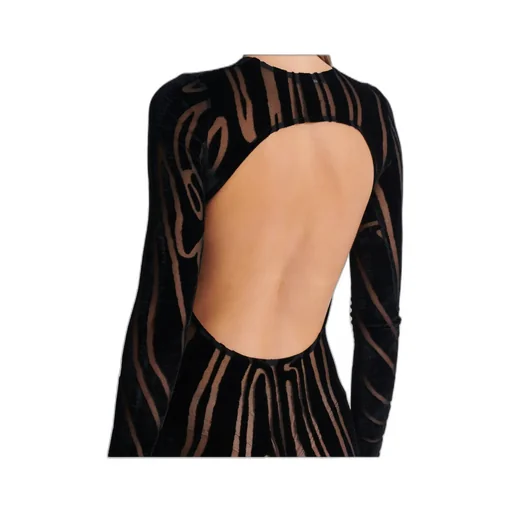 Long Zebra-Print Velvet Dress