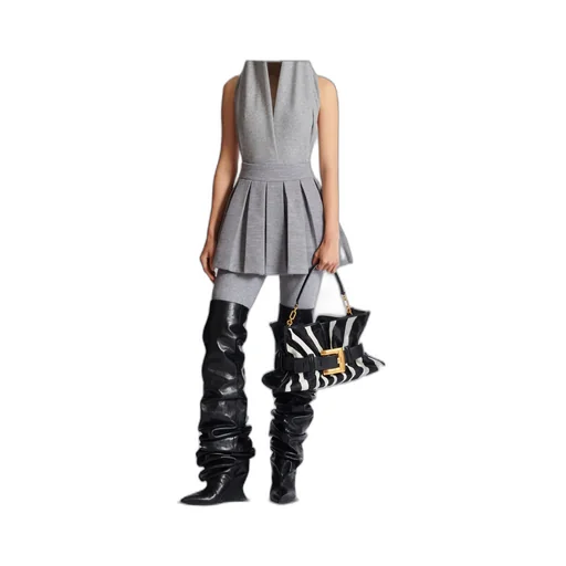 Short Pleated Knit Skirt