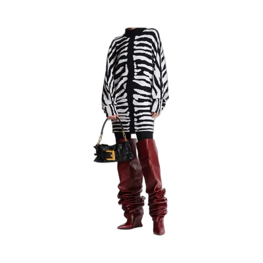Zebra Intarsia Knit Dress