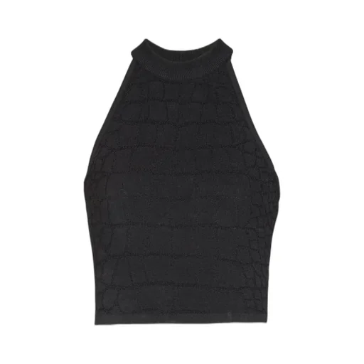 Halterneck Crocodile-Effect Top