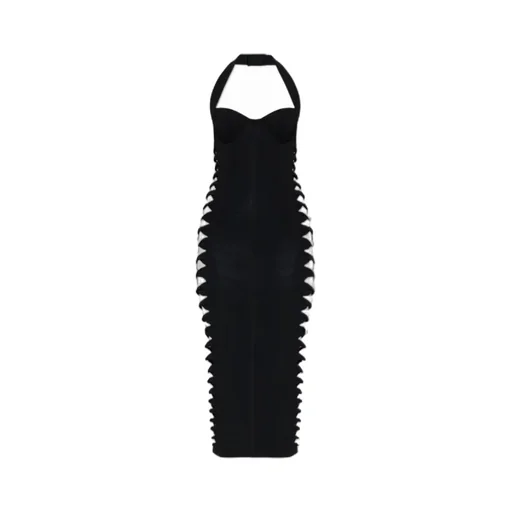 Halterneck Slits Midi Dress