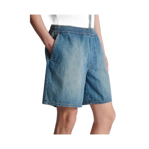 Elastic-Waist Denim Shorts