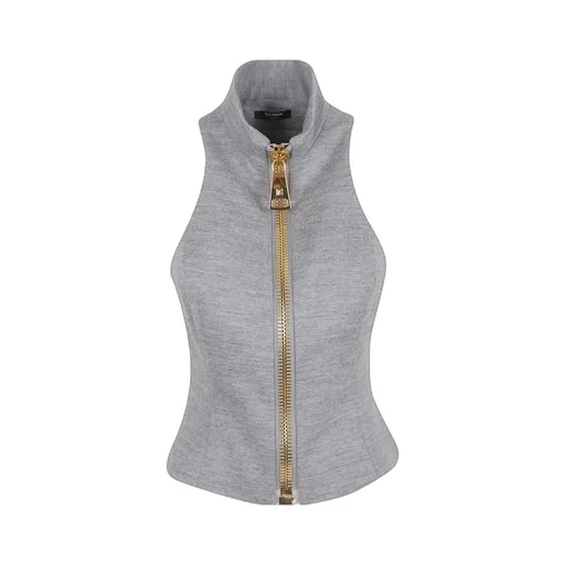 Mock-Neck Zip-Front Top
