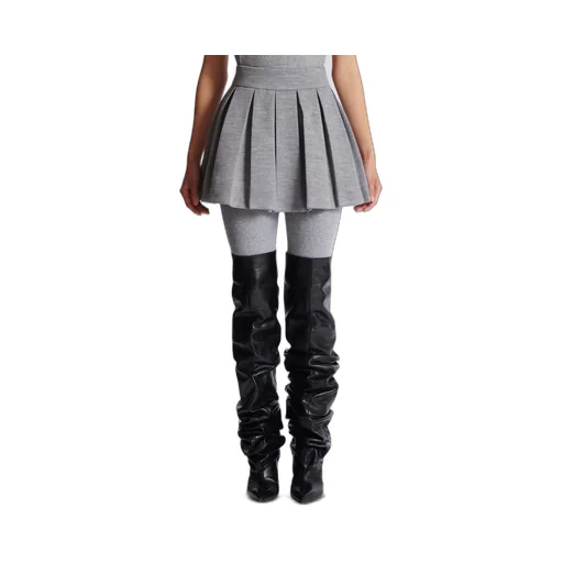 Short Pleated Knit Skirt