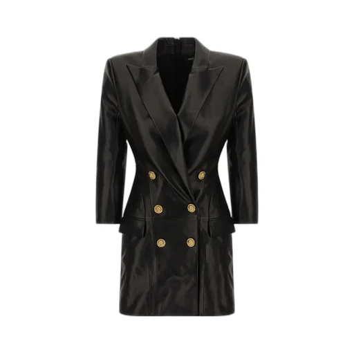 Double Breasted Leather Blazer Dress