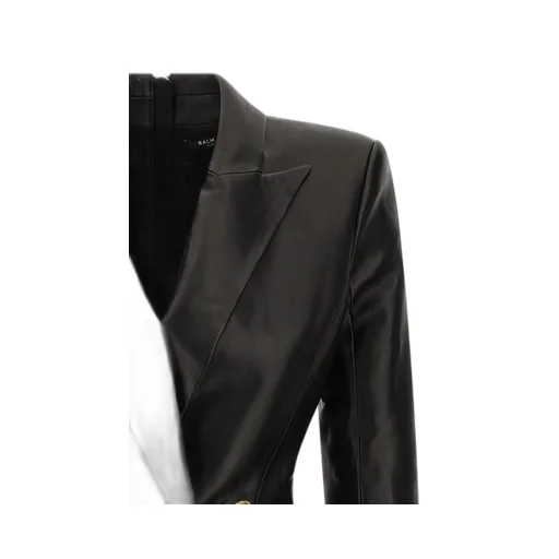 Double Breasted Leather Blazer Dress