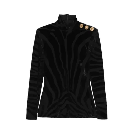 High Neck Zebra Top