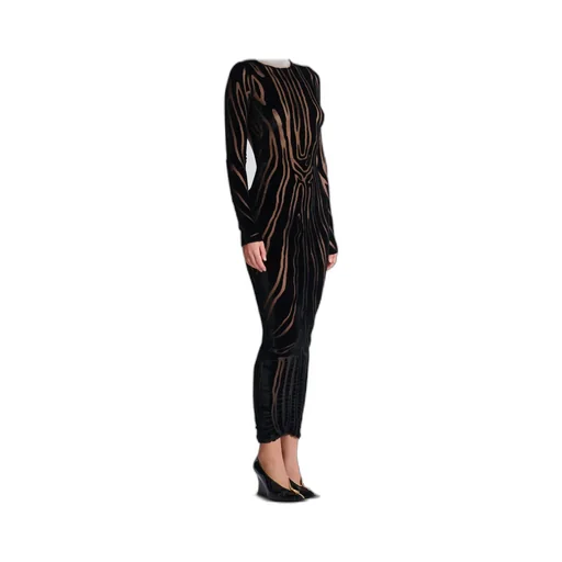 Long Zebra-Print Velvet Dress