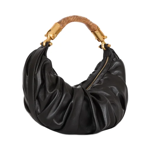 Medium Ebene Ruched Shoulder Bag