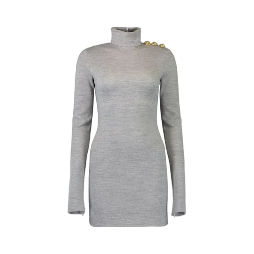 Turtleneck Long-Sleeve Dress